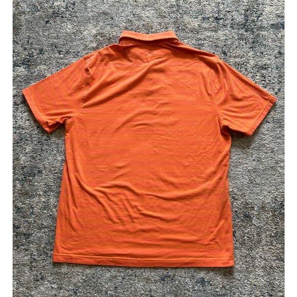 Under Armour Polo Shirt Men's Short Sleeve Striped Orange Heatgear Size Large - Picture 6 of 6